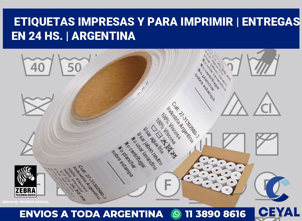 Etiquetas impresas y para imprimir | Entregas en 24 hs. | Argentina