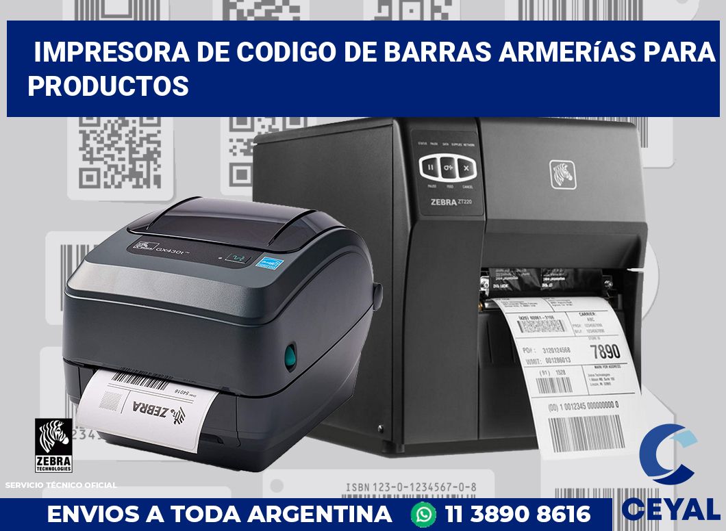 Impresora de codigo de barras Armerías para productos