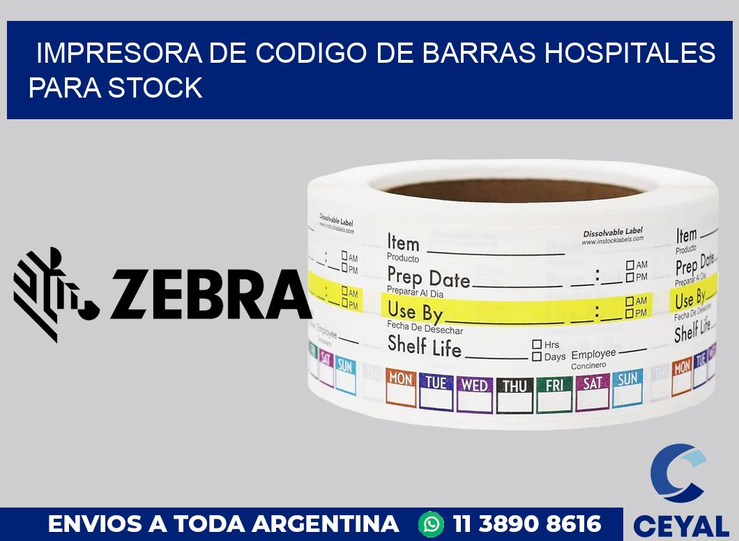 Impresora de codigo de barras Hospitales para stock