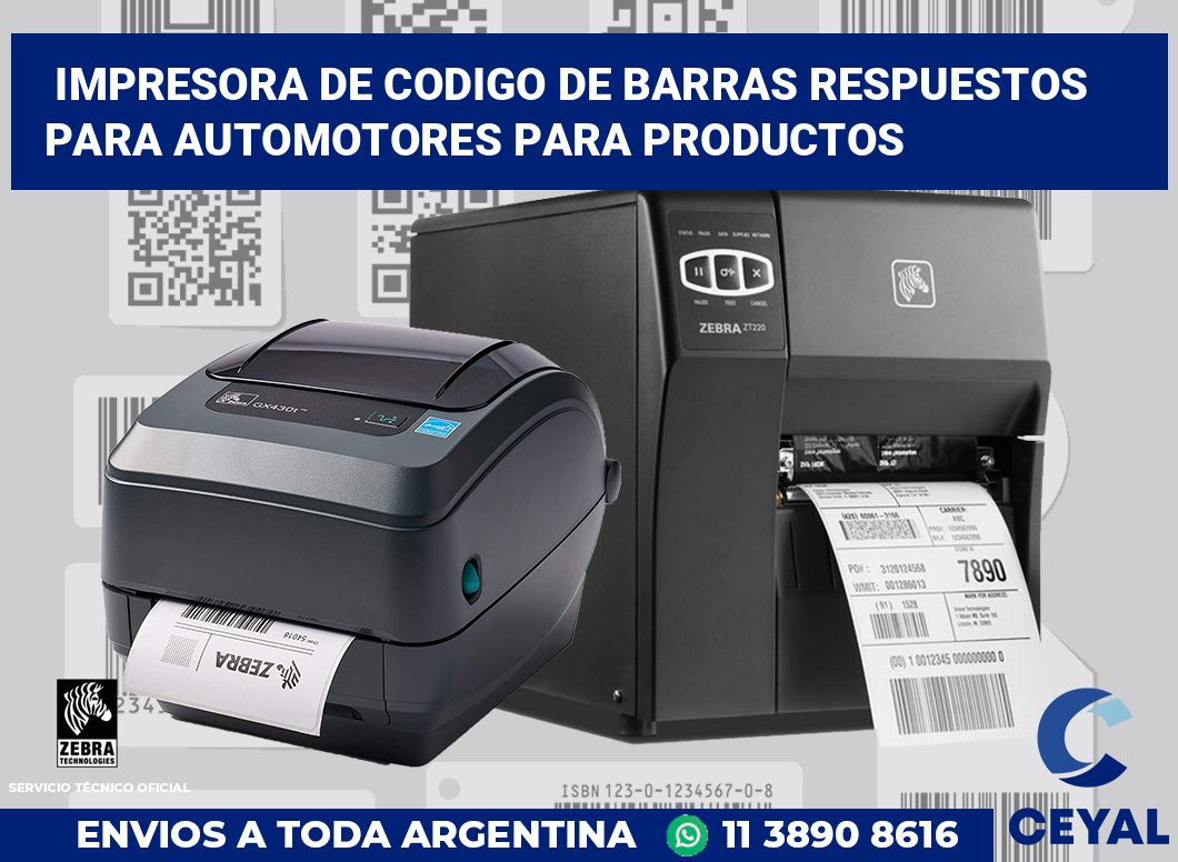 Impresora de codigo de barras Respuestos para automotores para productos