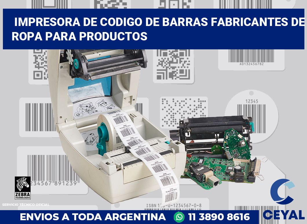 Impresora de codigo de barras fabricantes de ropa para productos