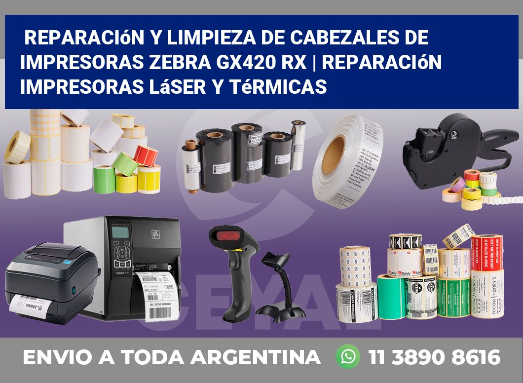 Reparación y limpieza de cabezales de impresoras Zebra GX420 RX | Reparación impresoras láser y térmicas