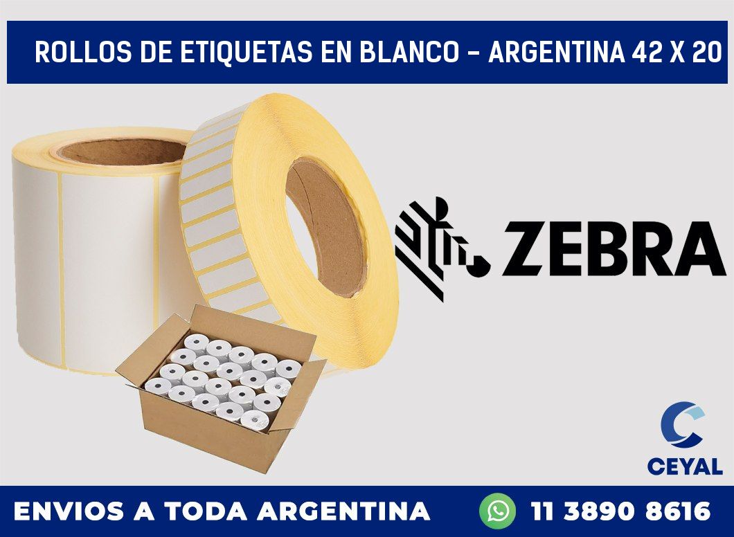 Rollos de etiquetas en blanco - Argentina 42 x 20
