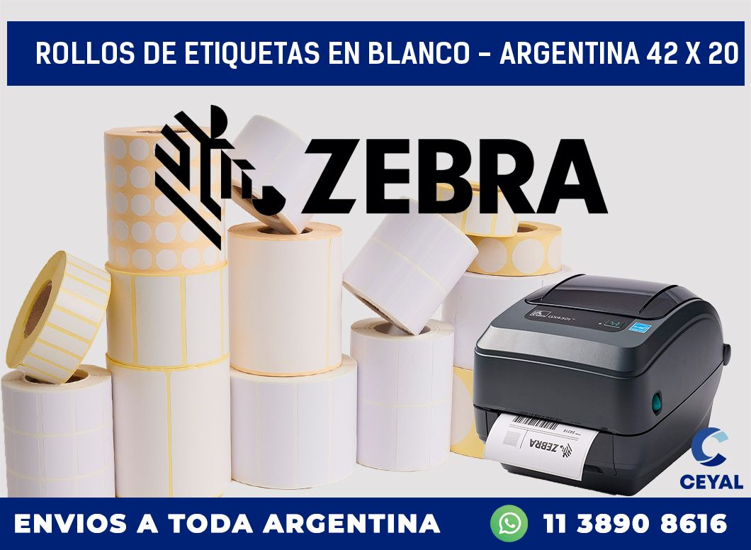 Rollos de etiquetas en blanco – Argentina 42 x 20