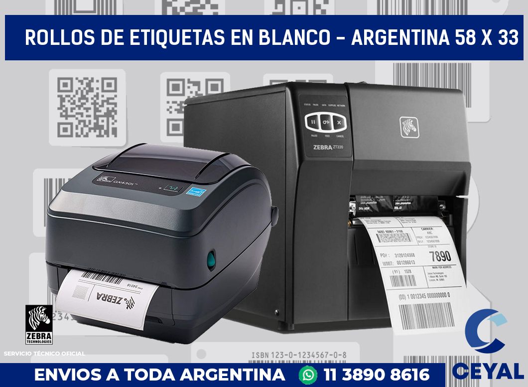Rollos de etiquetas en blanco - Argentina 58 x 33
