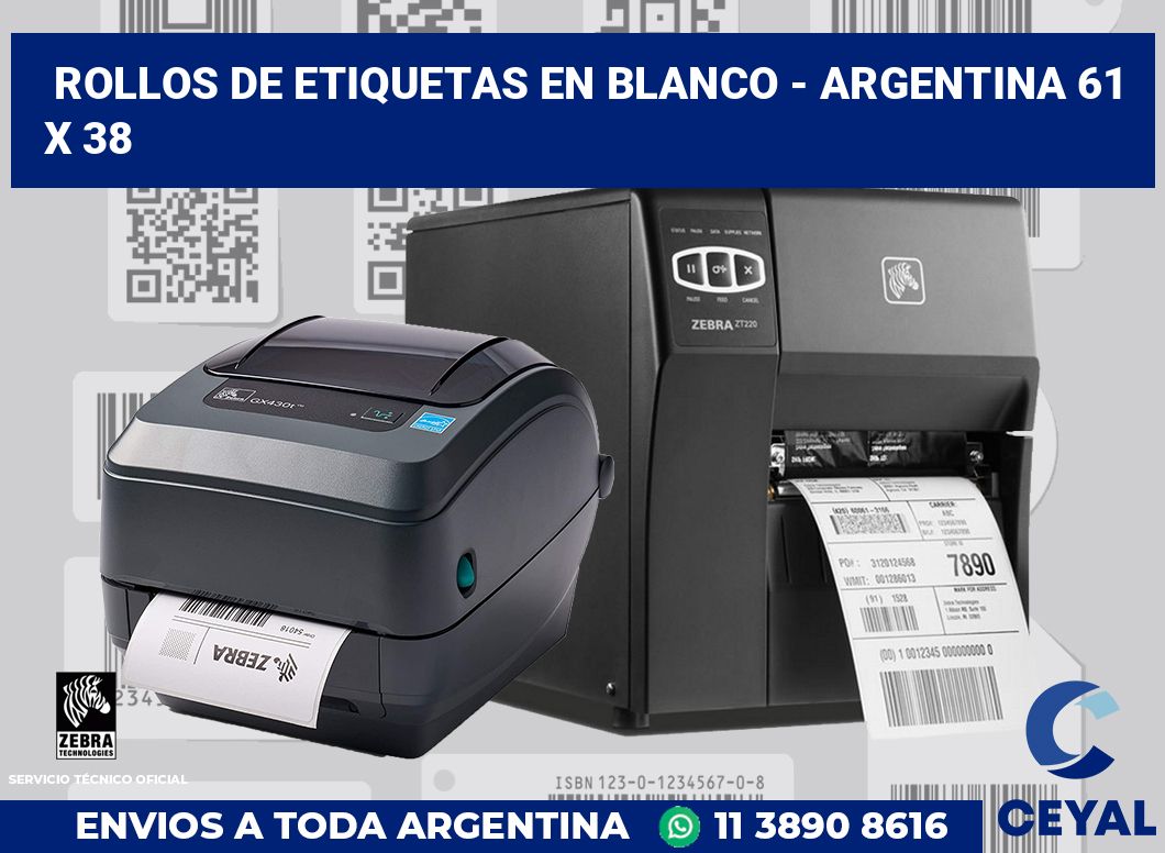 Rollos de etiquetas en blanco - Argentina 61 x 38