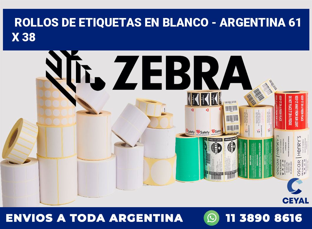 Rollos de etiquetas en blanco – Argentina 61 x 38