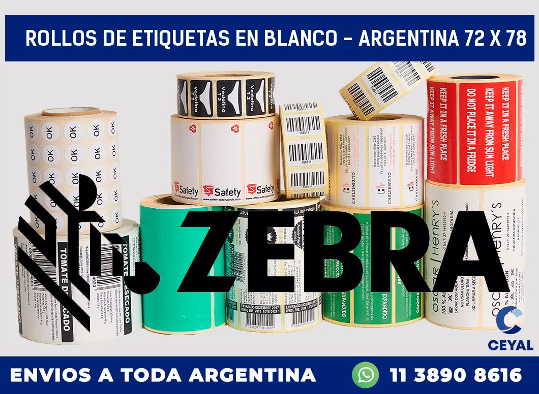 Rollos de etiquetas en blanco – Argentina 72 x 78