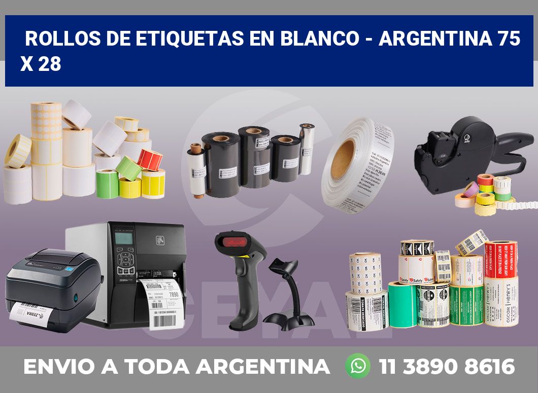 Rollos de etiquetas en blanco - Argentina 75 x 28
