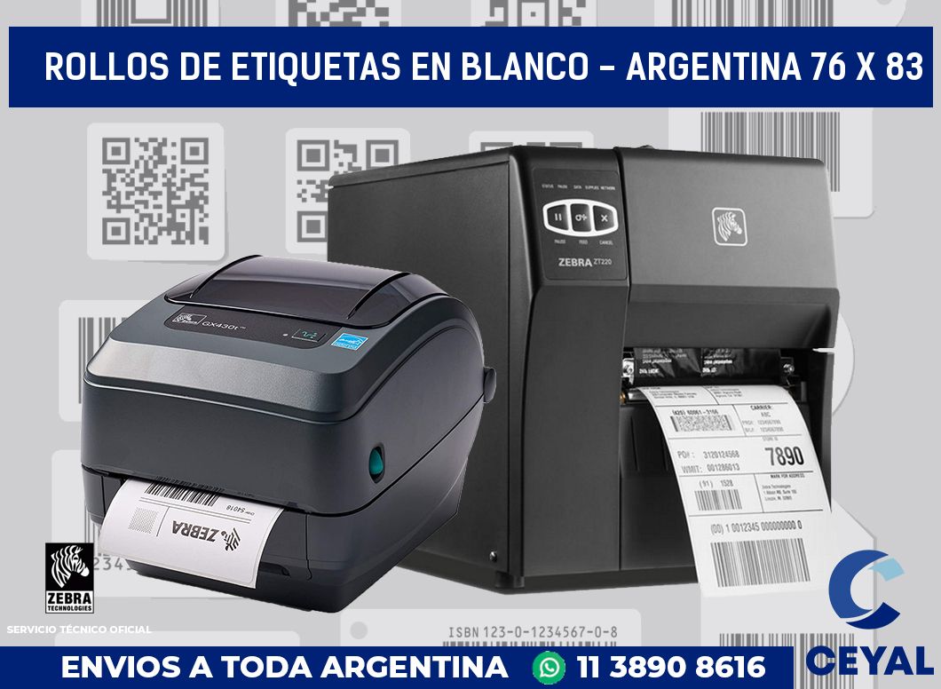 Rollos de etiquetas en blanco - Argentina 76 x 83