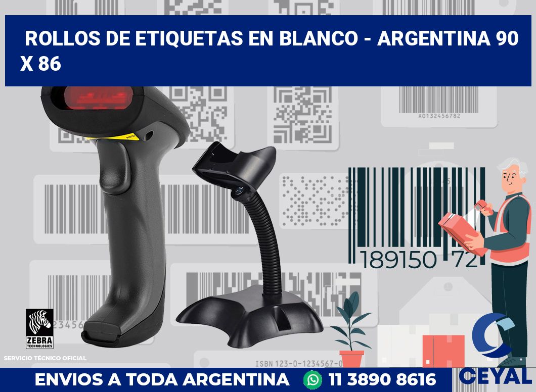 Rollos de etiquetas en blanco - Argentina 90 x 86