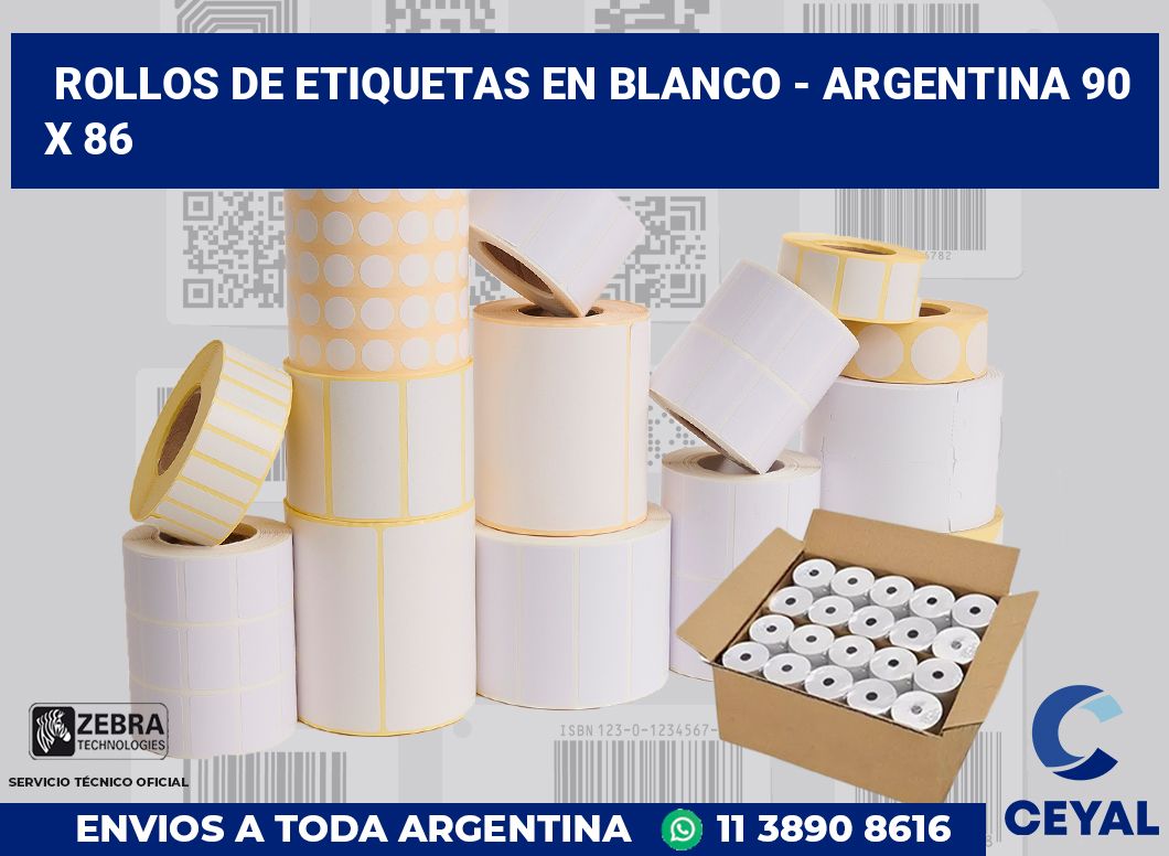 Rollos de etiquetas en blanco – Argentina 90 x 86
