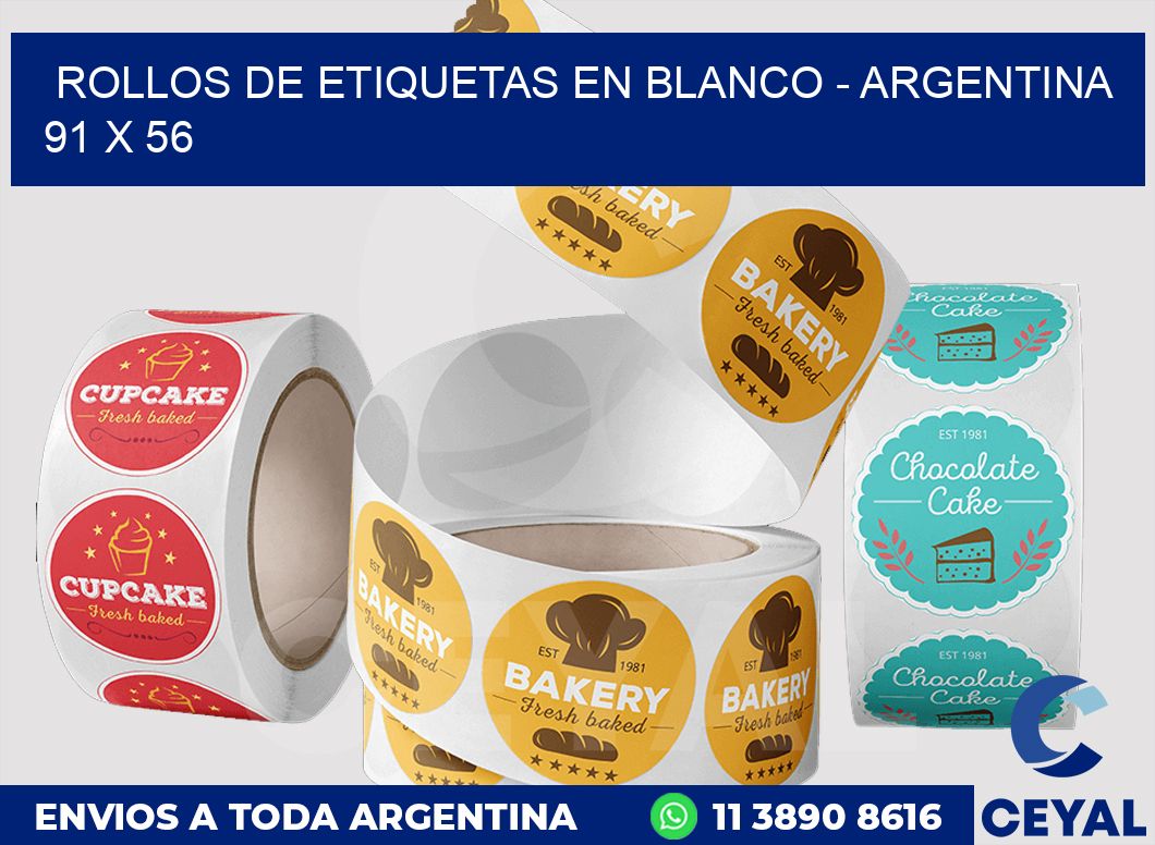Rollos de etiquetas en blanco – Argentina 91 x 56