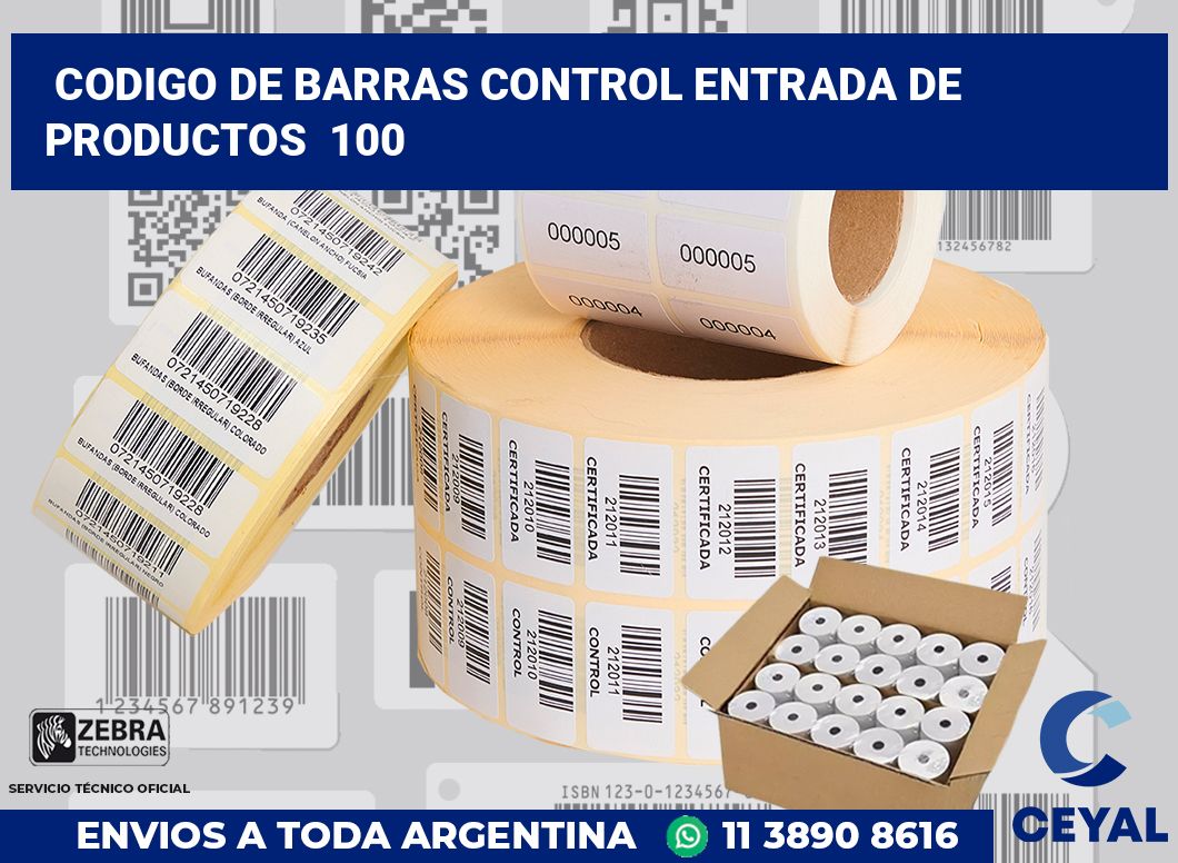codigo de barras control entrada de productos  100