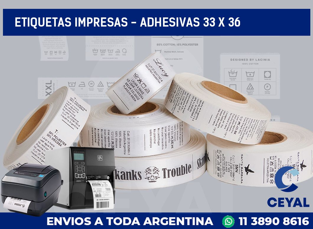 etiquetas impresas - Adhesivas 33 x 36