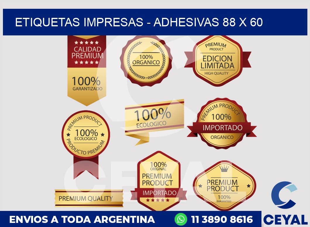 etiquetas impresas - Adhesivas 88 x 60