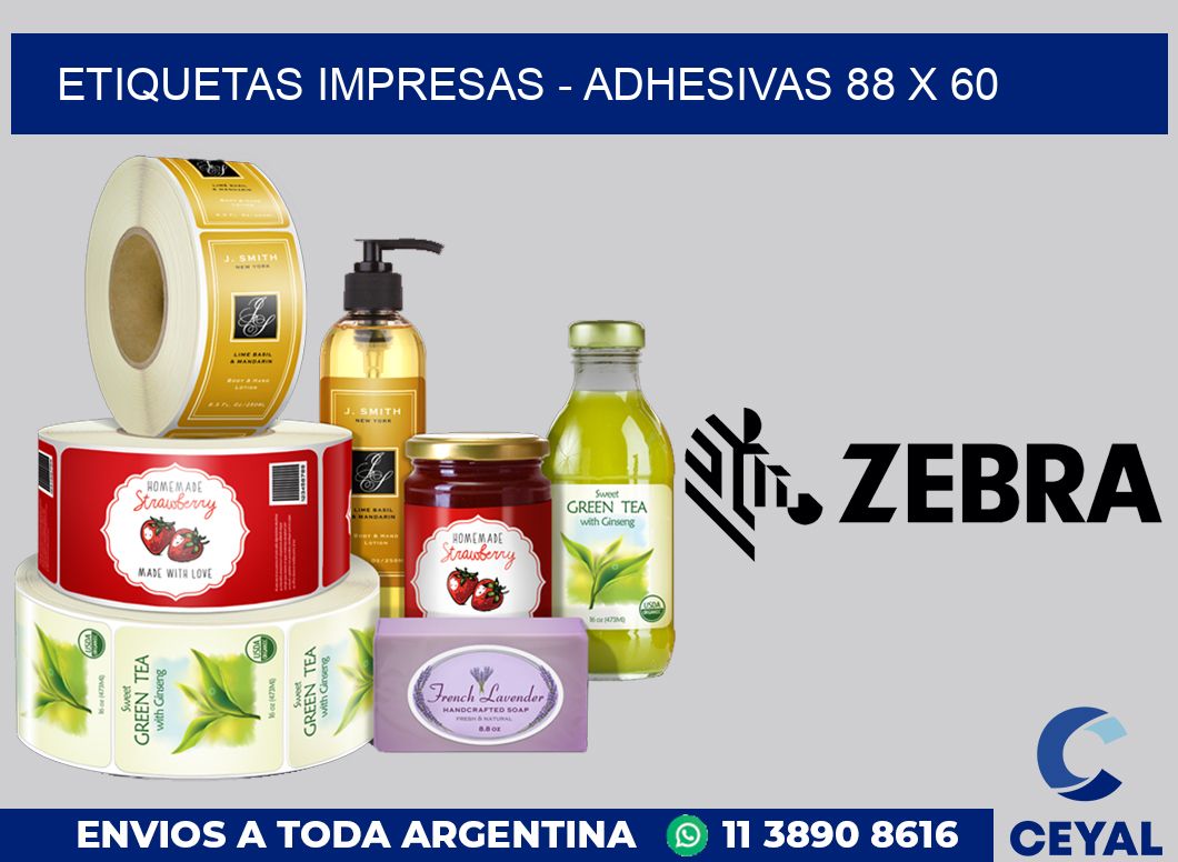 etiquetas impresas - Adhesivas 88 x 60