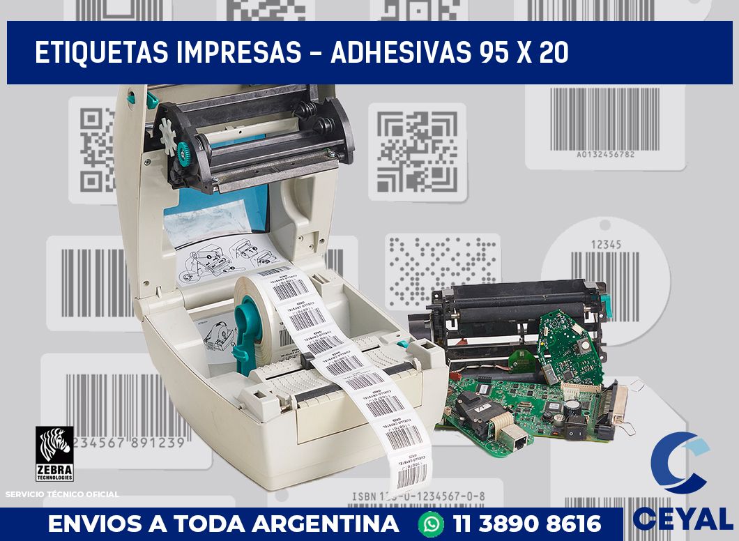 etiquetas impresas - Adhesivas 95 x 20
