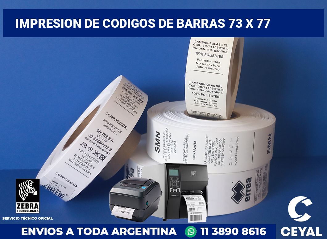 impresion de codigos de barras 73 x 77