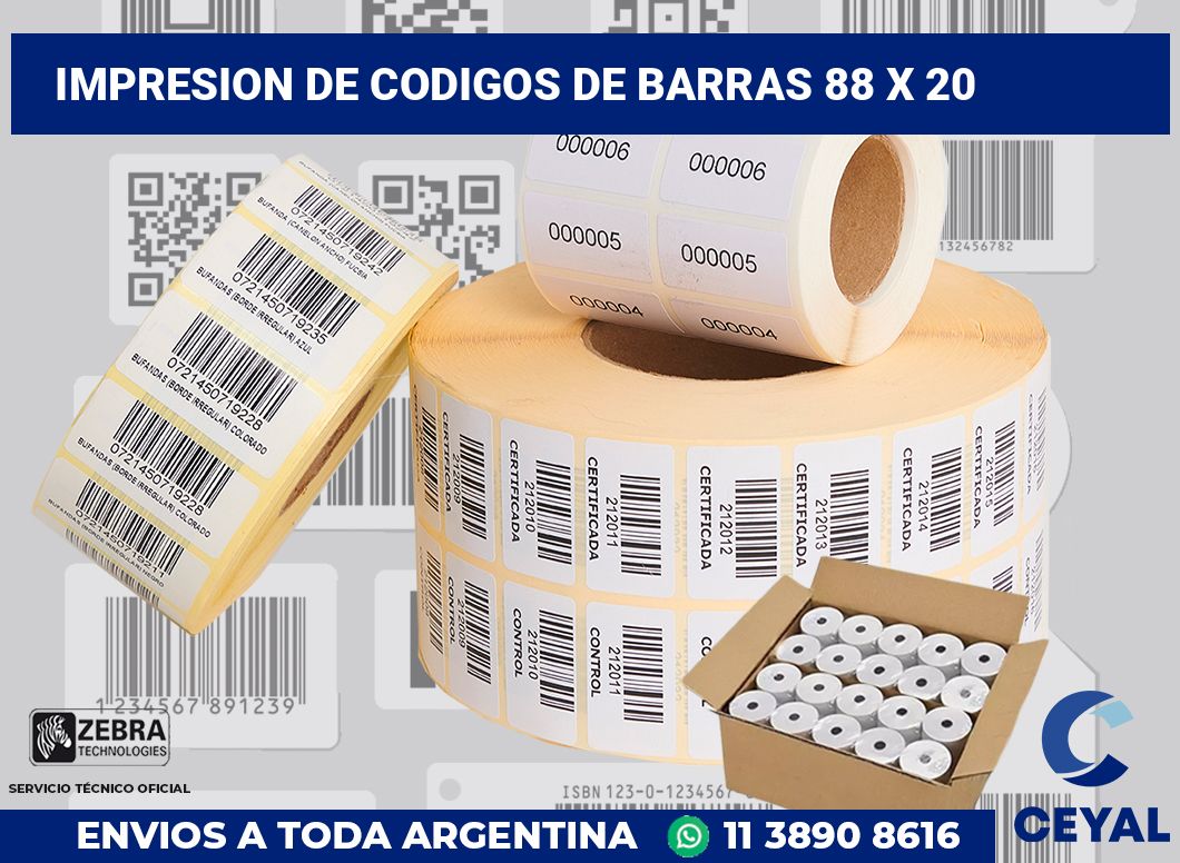 impresion de codigos de barras 88 x 20