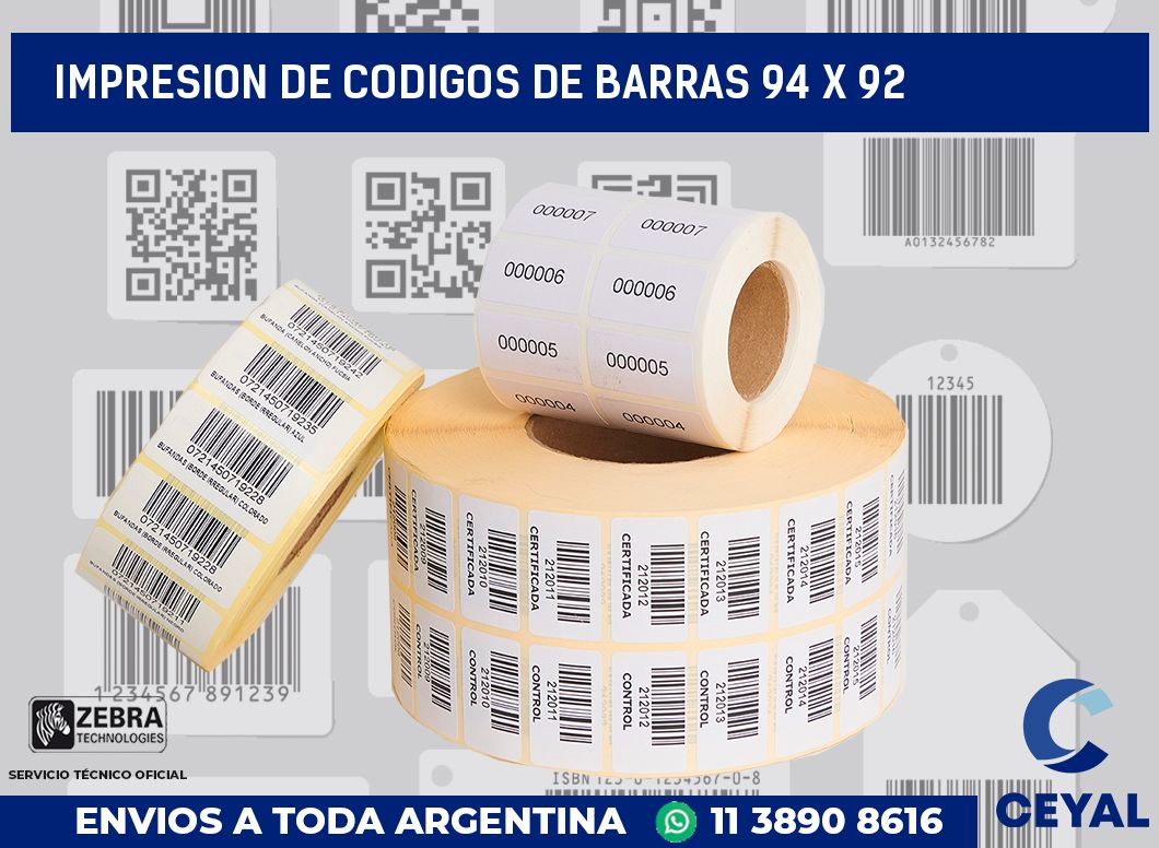 impresion de codigos de barras 94 x 92