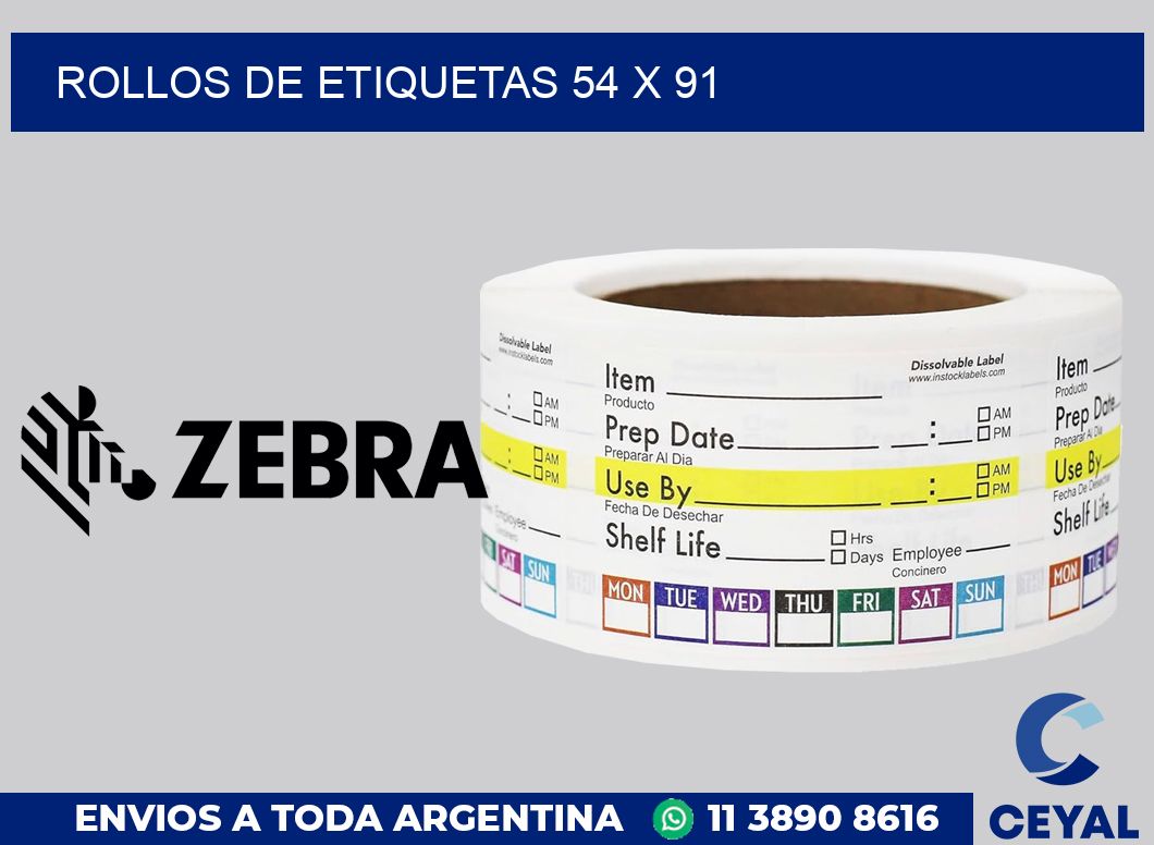 rollos de etiquetas 54 x 91