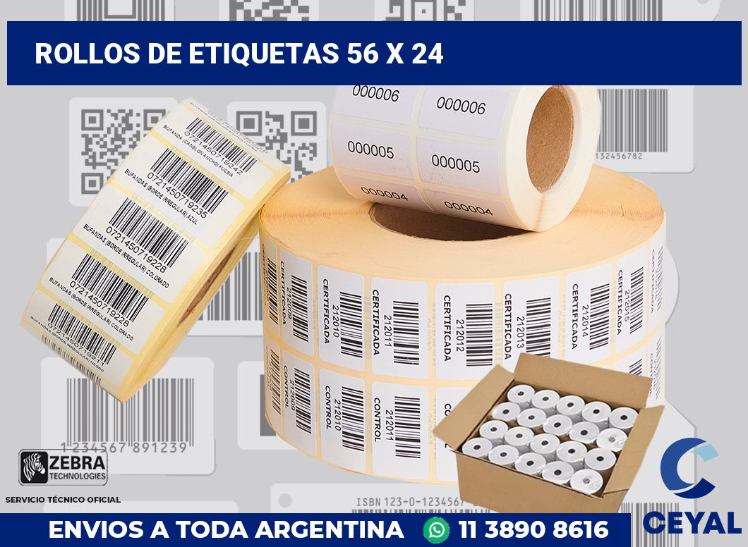 rollos de etiquetas 56 x 24