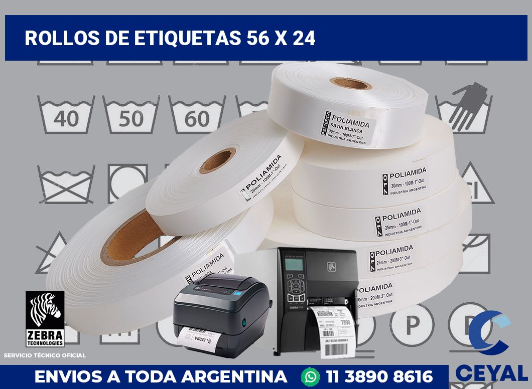 rollos de etiquetas 56 x 24