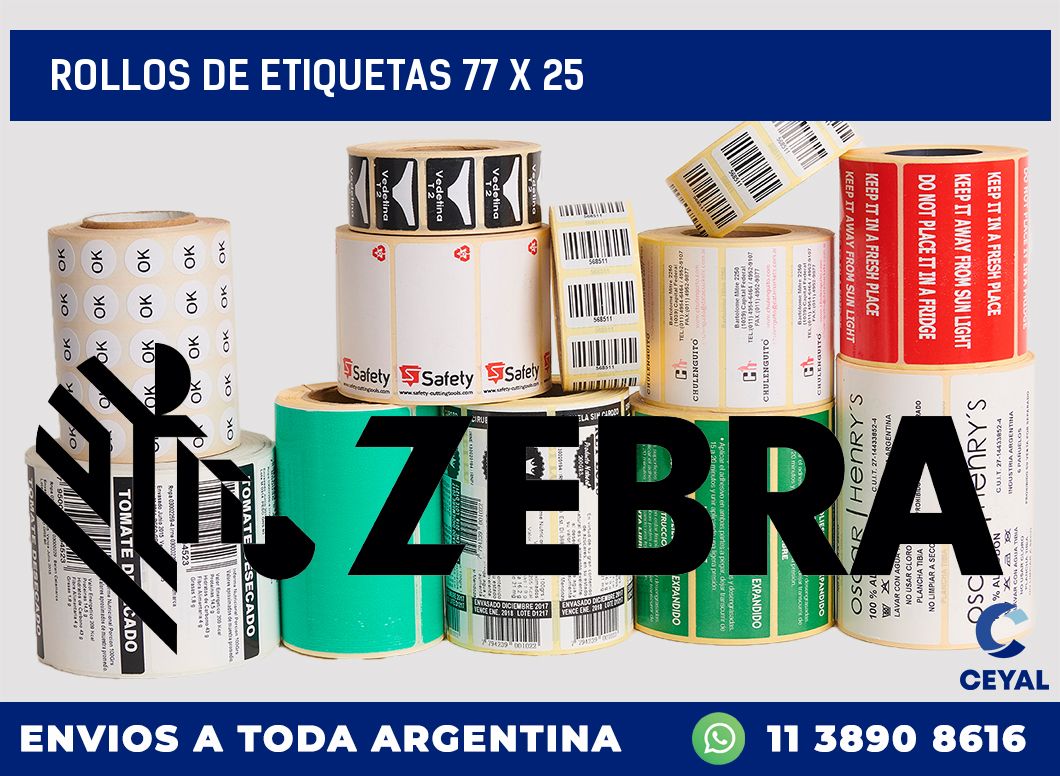 rollos de etiquetas 77 x 25