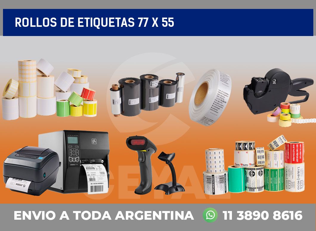rollos de etiquetas 77 x 55