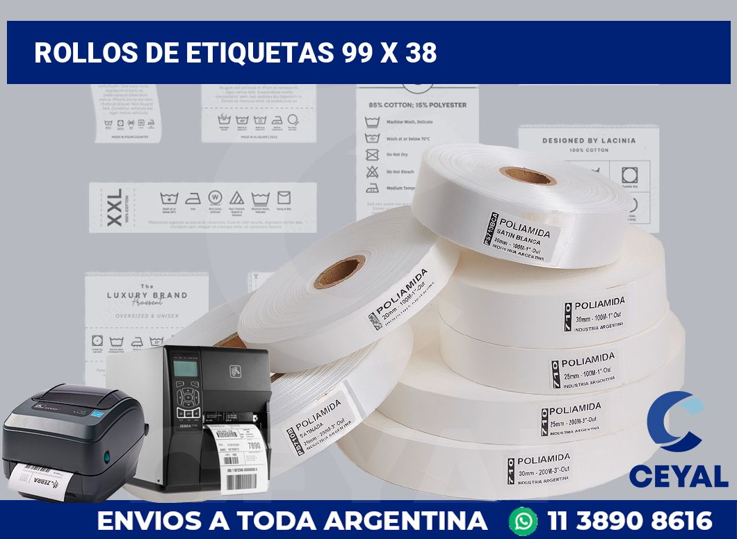 rollos de etiquetas 99 x 38