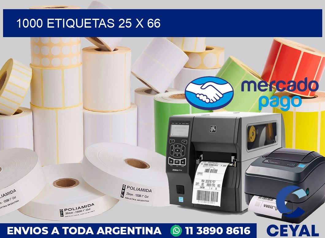1000 etiquetas 25 x 66