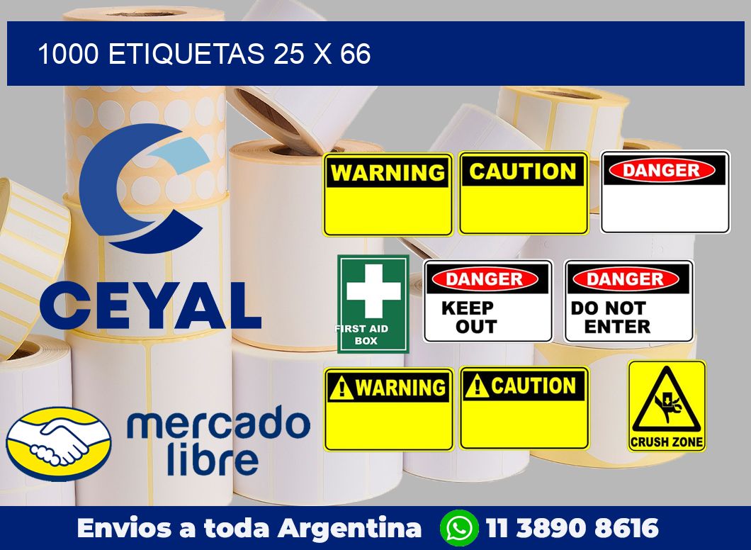1000 etiquetas 25 x 66