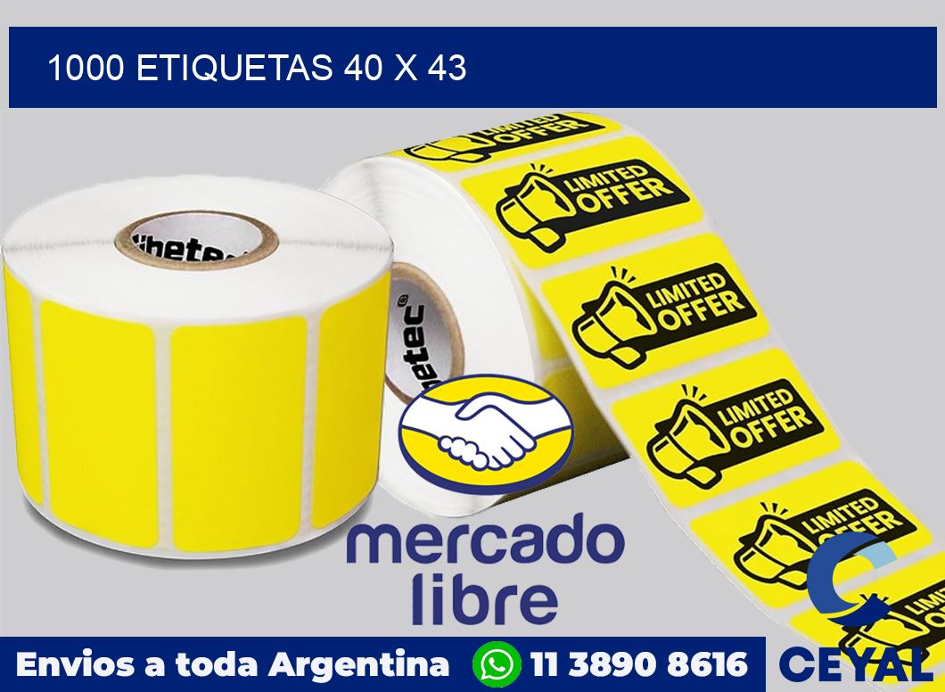 1000 etiquetas 40 x 43