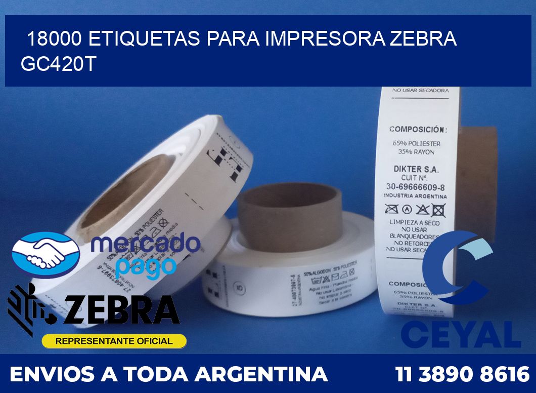 18000 etiquetas para impresora zebra GC420T