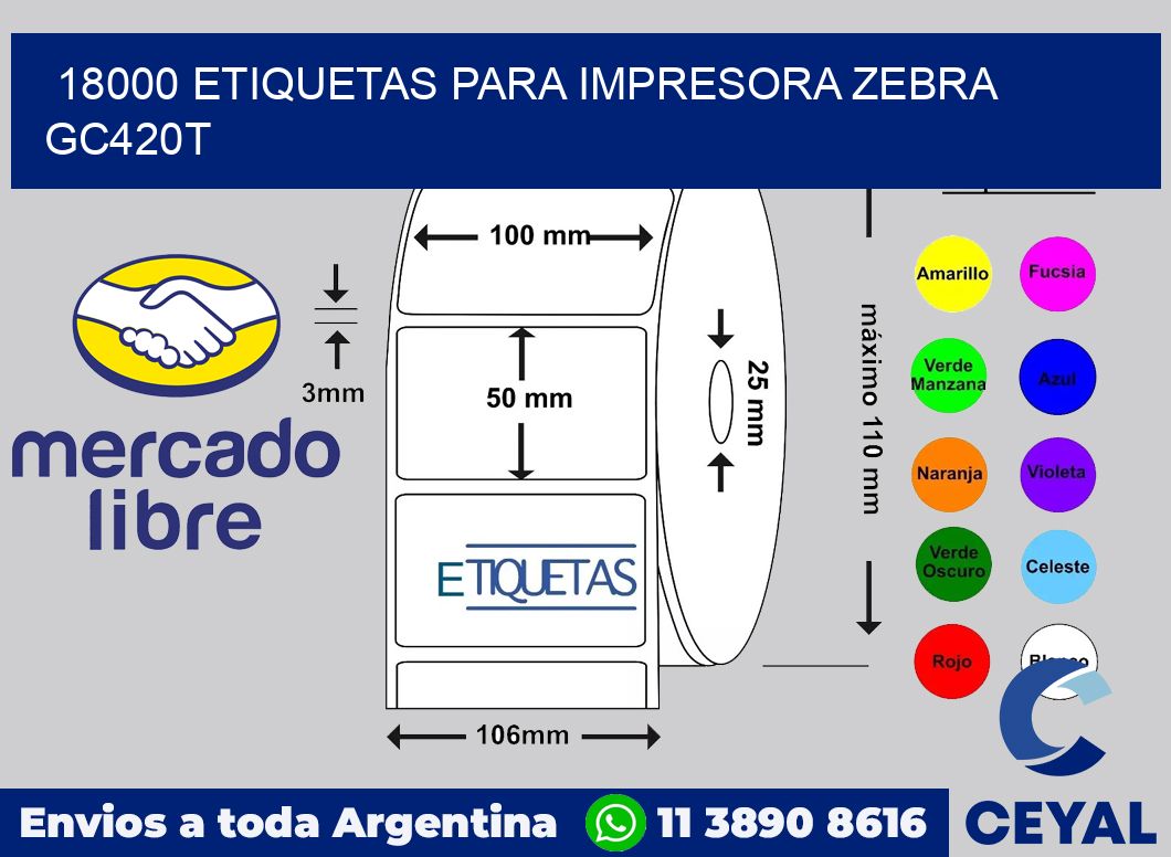 18000 etiquetas para impresora zebra GC420T