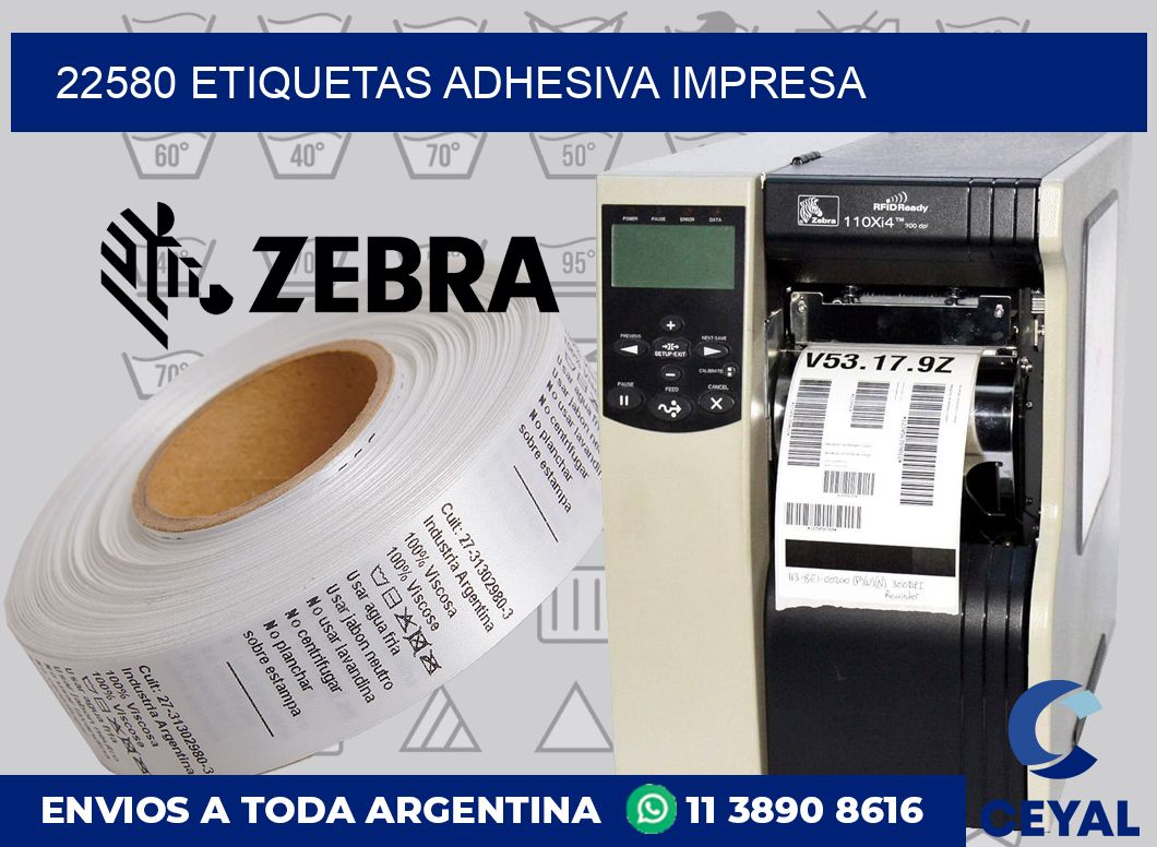 22580 etiquetas adhesiva impresa