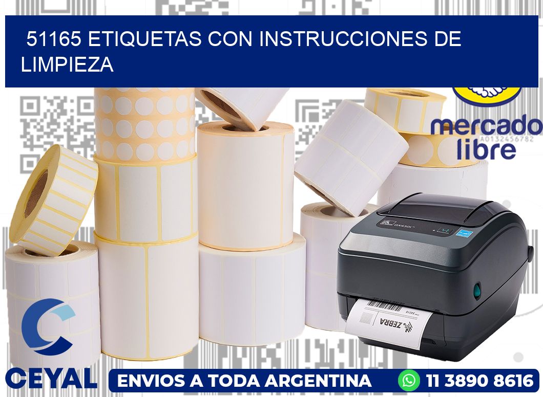 51165 Etiquetas con instrucciones de Limpieza