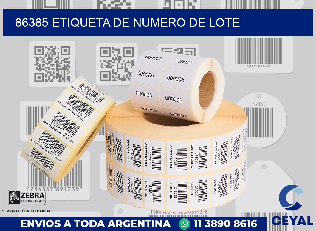 86385 Etiqueta de numero de lote