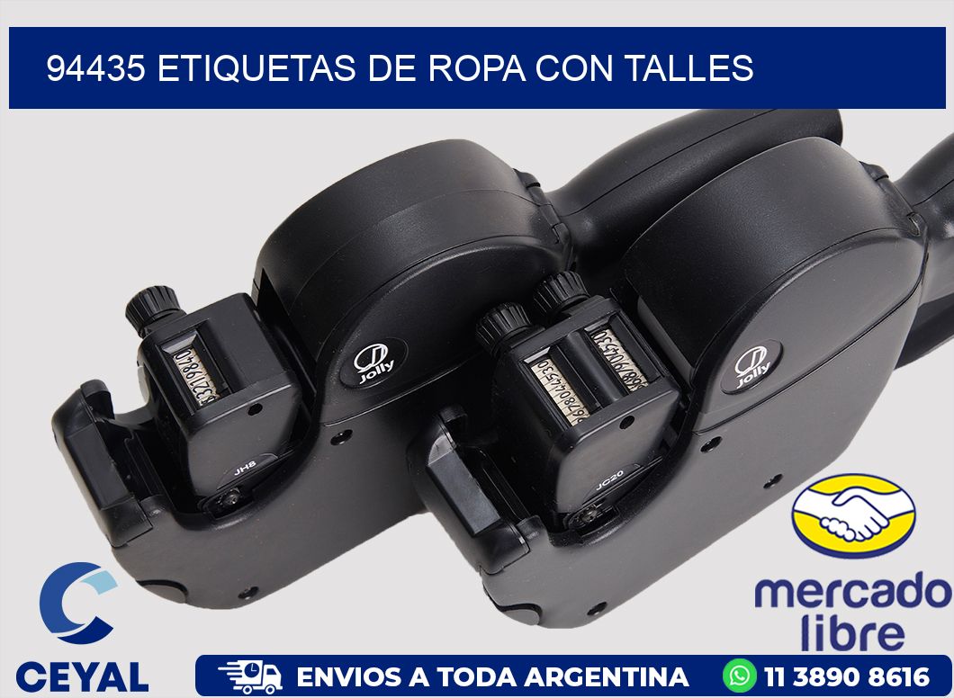 94435 Etiquetas de ropa con Talles