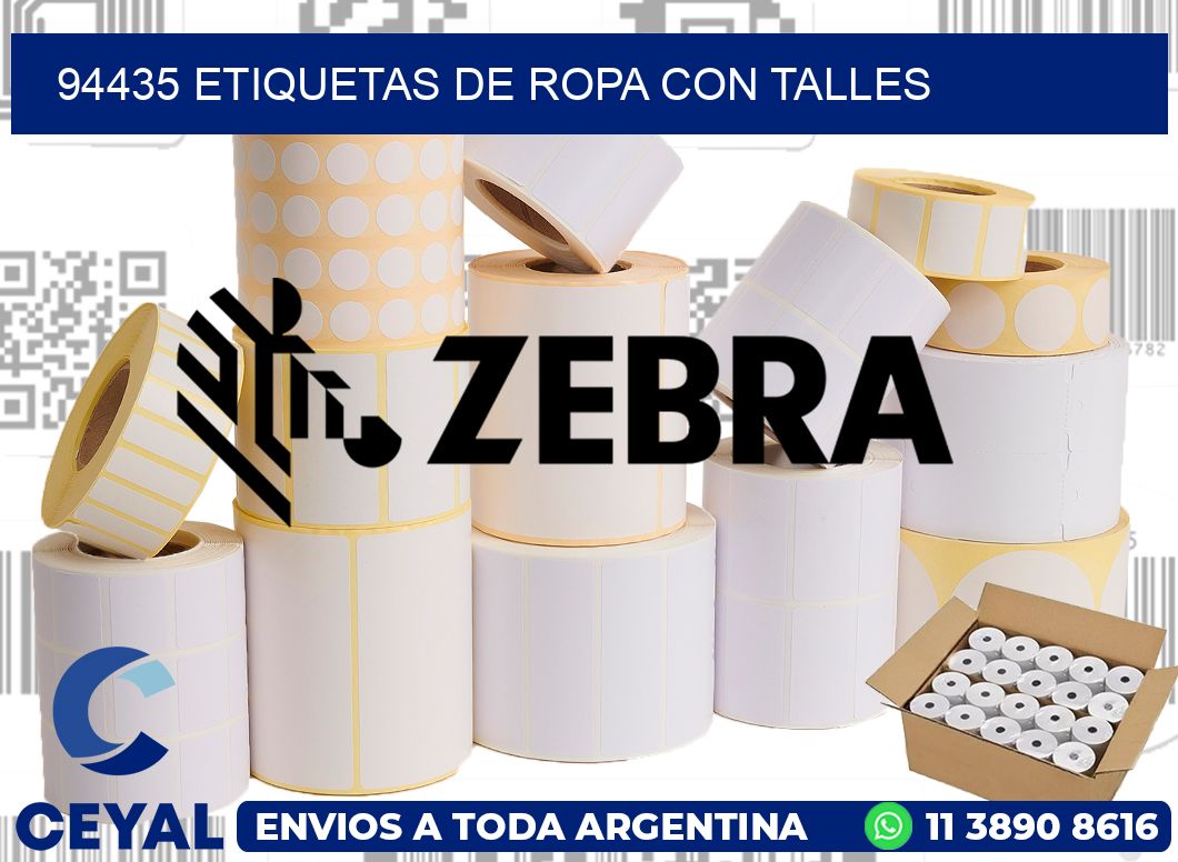 94435 Etiquetas de ropa con Talles