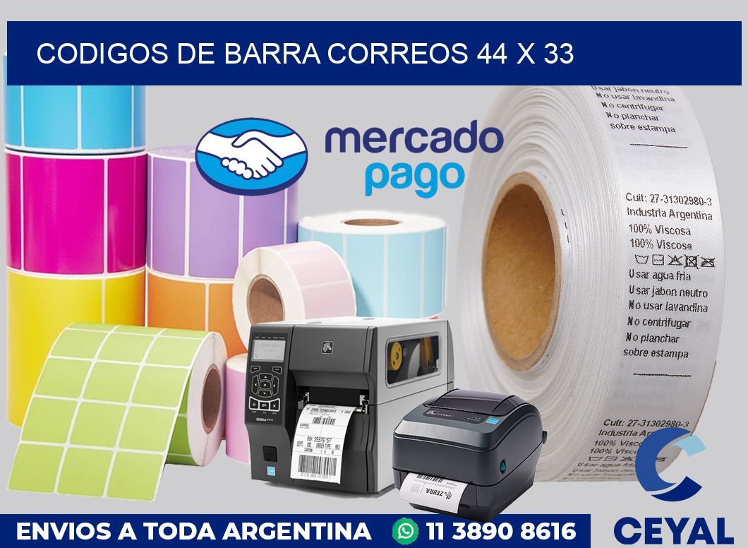 Codigos de barra correos 44 x 33