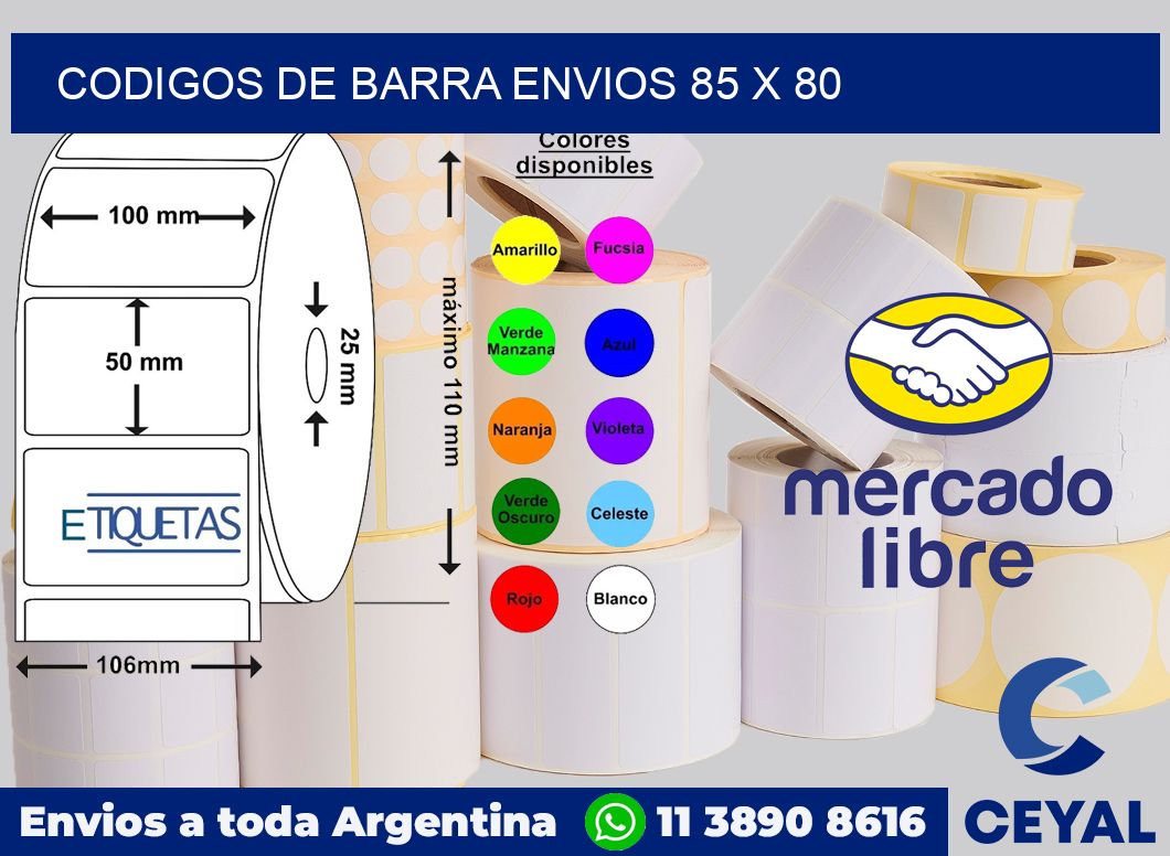 Codigos de barra envios 85 x 80