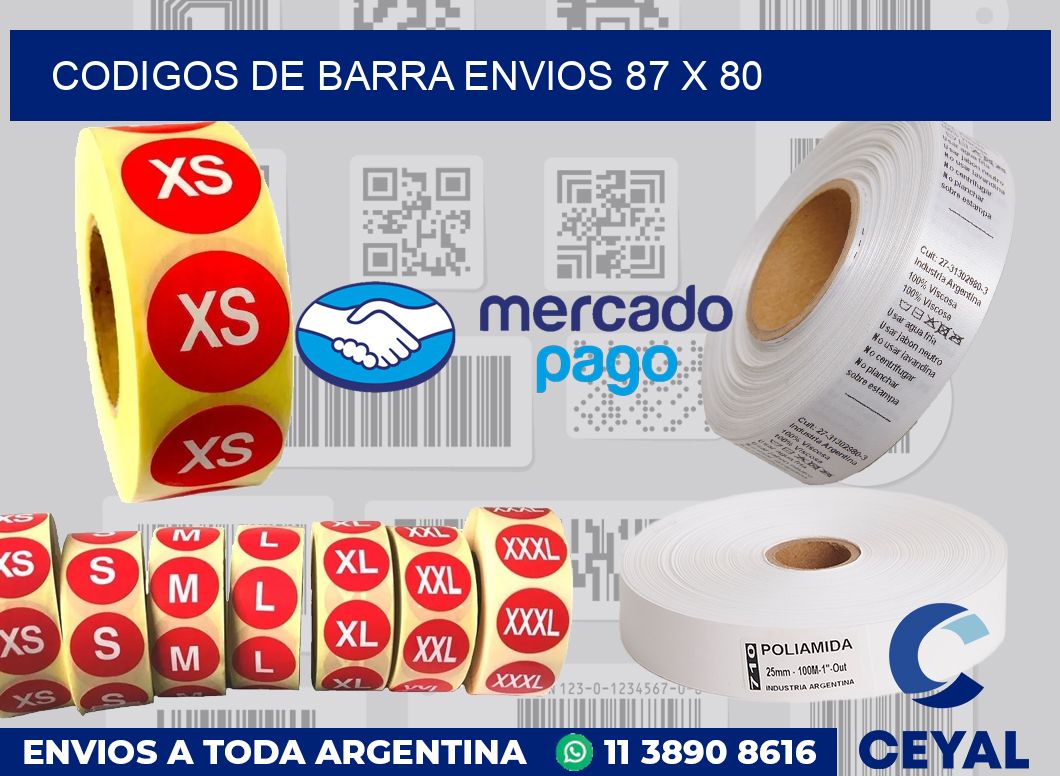 Codigos de barra envios 87 x 80