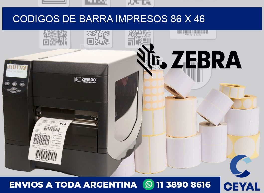 Codigos de barra impresos 86 x 46
