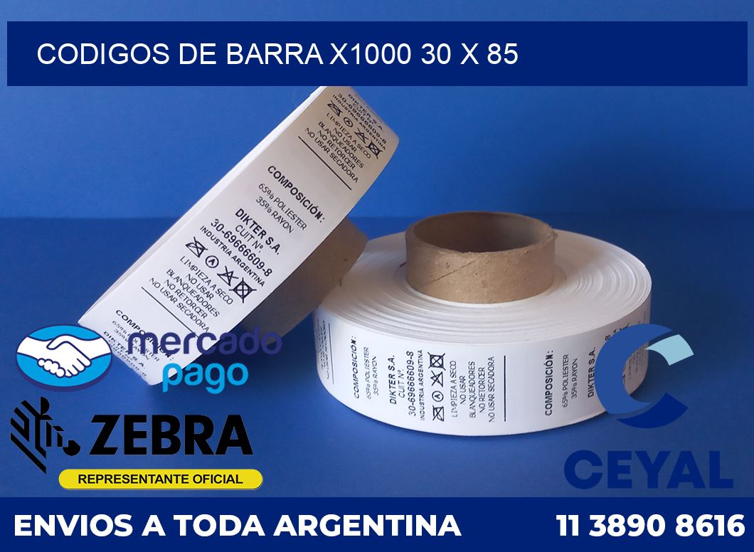 Codigos de barra x1000 30 x 85