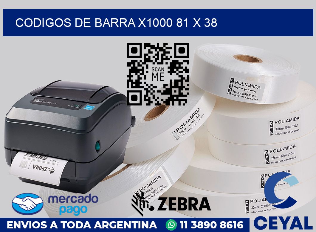 Codigos de barra x1000 81 x 38
