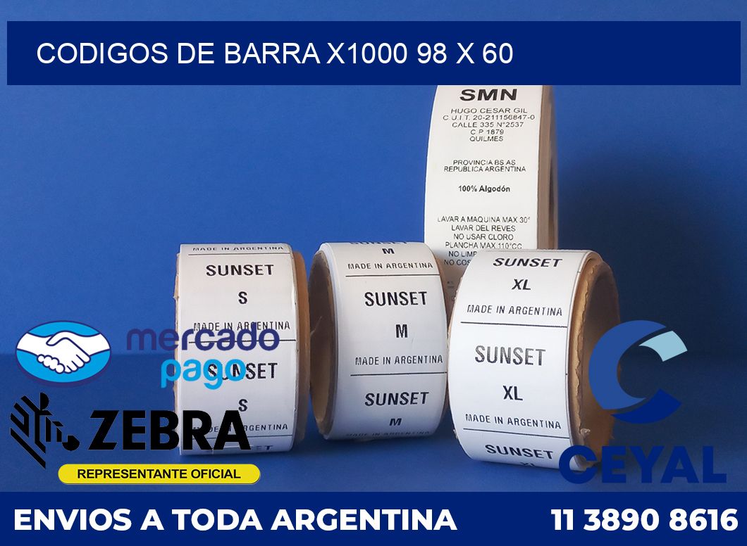 Codigos de barra x1000 98 x 60