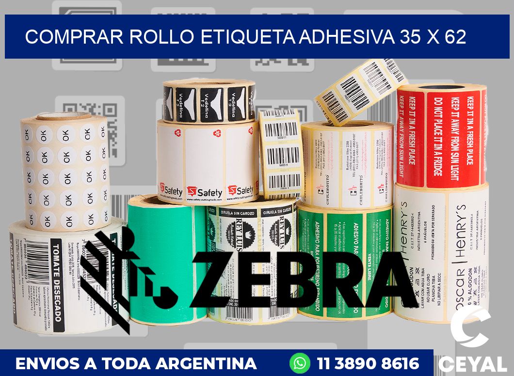 Comprar rollo etiqueta adhesiva 35 x 62