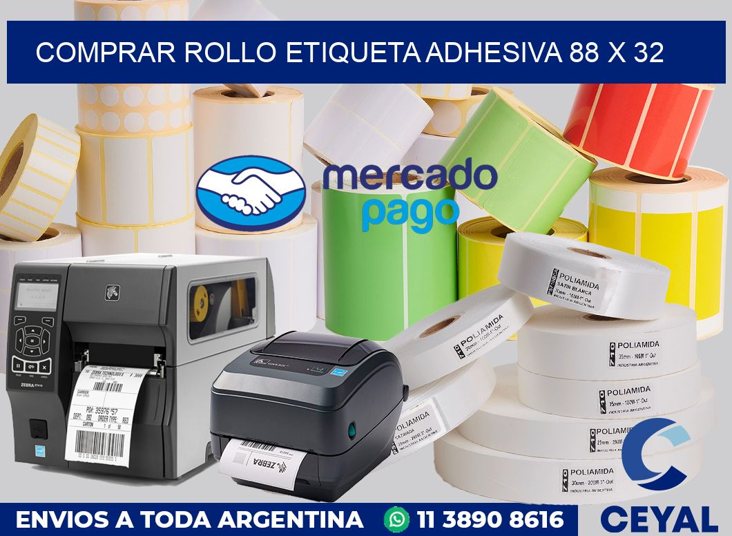 Comprar rollo etiqueta adhesiva 88 x 32